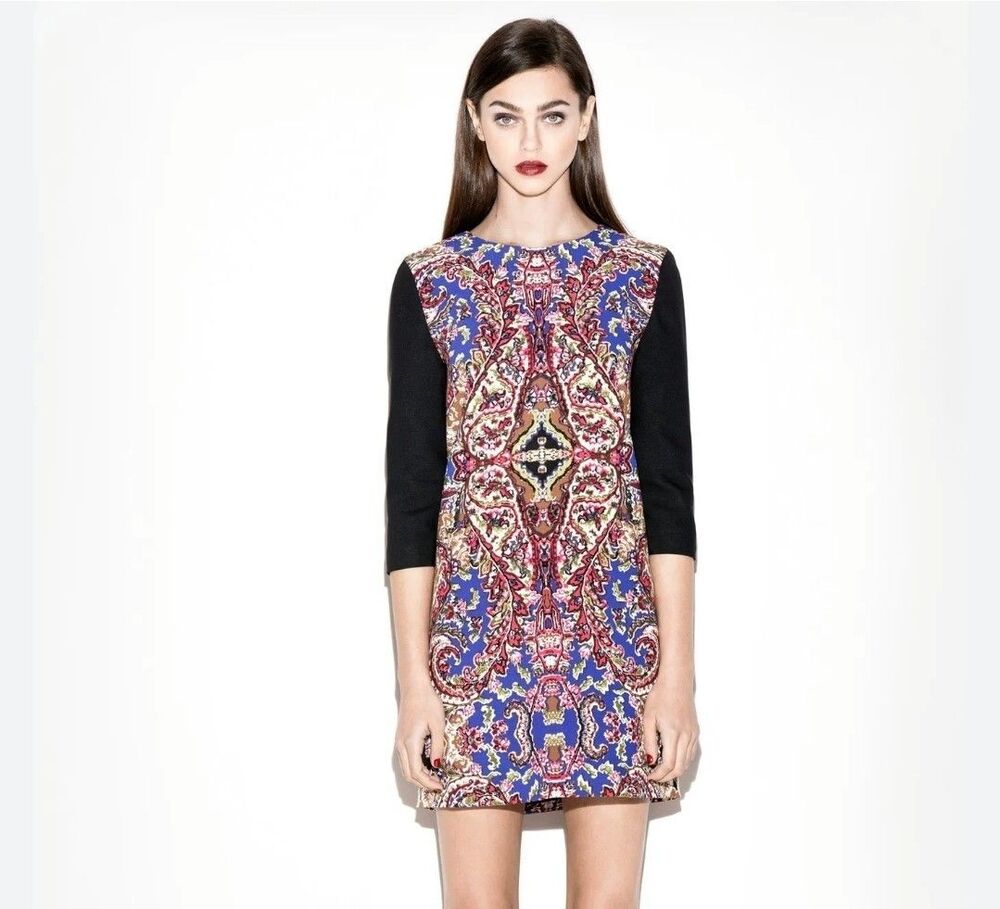 NWT Rachel Zoe Long Sleeve Lined Dress Size 2 Black Zipped